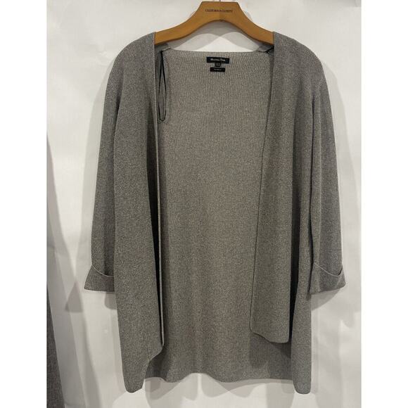 Massimo Dutti Women Cardigan Open Front Slinky Neutral Sz XS EItaly Grey Brown - Picture 1 of 12